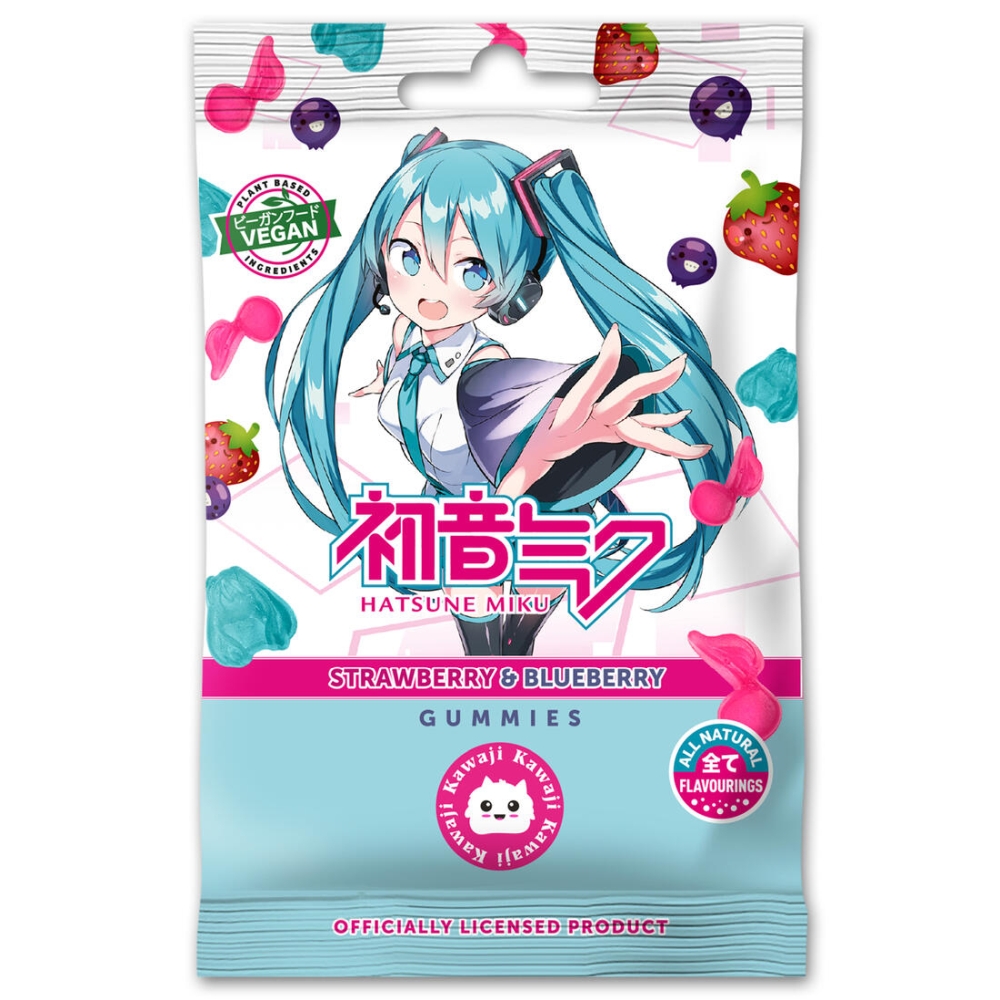 Hatsune Miku - Miku - vegane Gummibärchen - Erdbeere & Blaubeere - 50g Snack