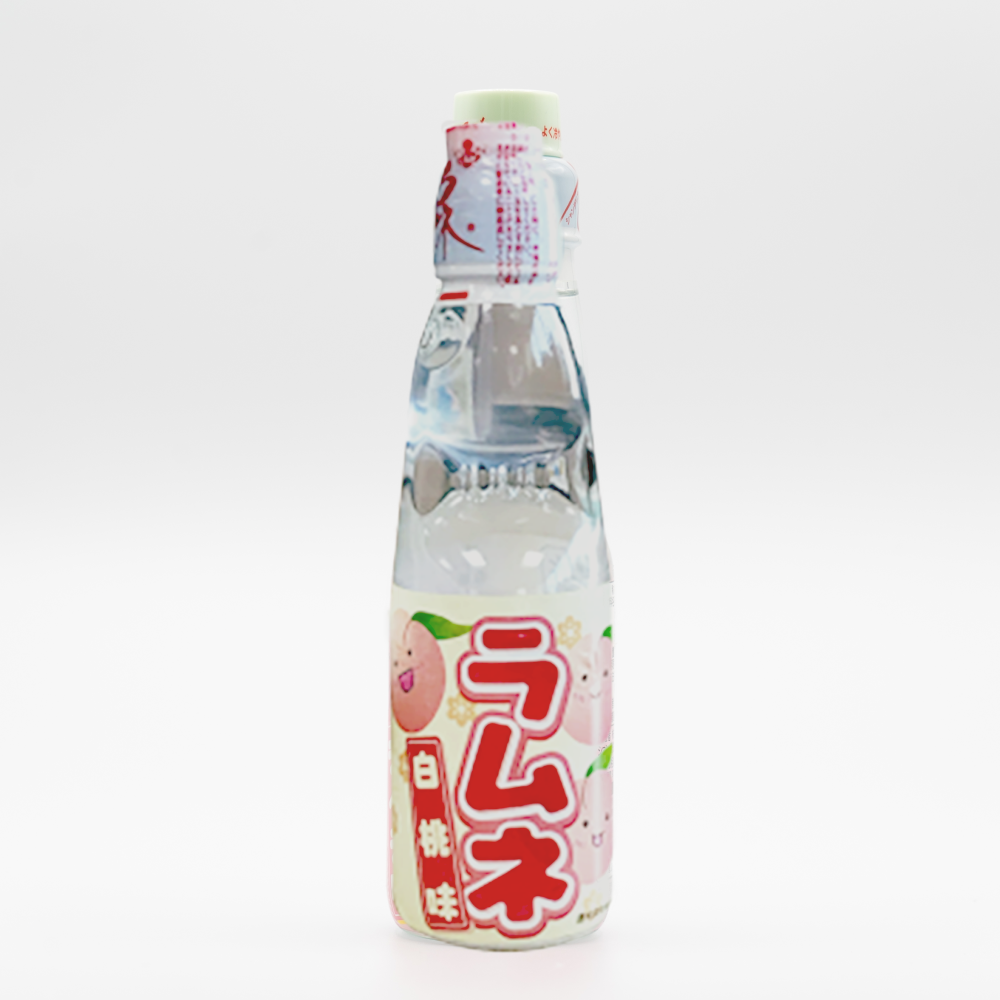 Japanische Limonade Ramune 200ml Flasche Geschmacksrichtung weißer Pfirsich