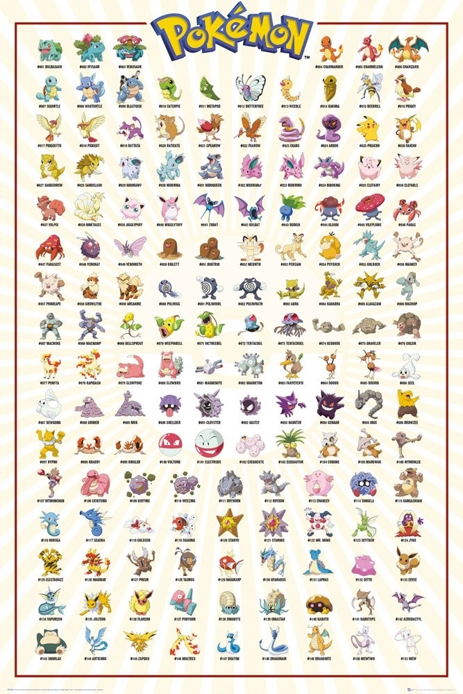 Pokémon - Kanto 151 - englisch- 91,5x61 Poster