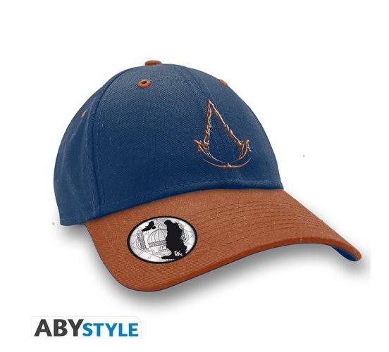 Assasins-Creed-Crest-Mirage-blau-orange-Kappe-1