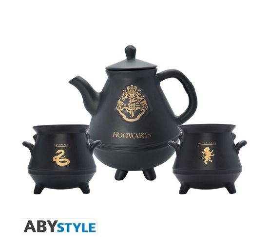 Harry-Potter-Teekanne-mit-Hogwarts-Emblem-und-Kesseln-Set-1