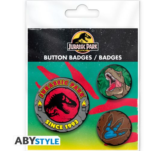 Jurrasic-Park-Logo-T-Rex-Badge-Pack-Buttons-1