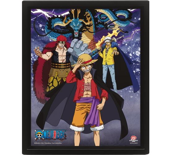 Mage-World-Exklusive-One-Piece-Luffy-Kid-Law-26x25cm-3D-Rahm