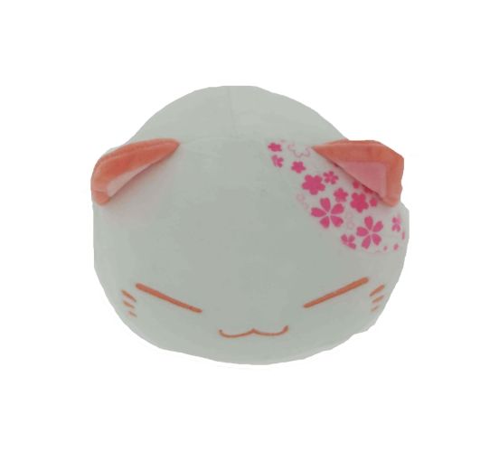 Nemu-Neko-Neko-mit-roten-Blueten-weissrot-klein-20cm-Pluesch