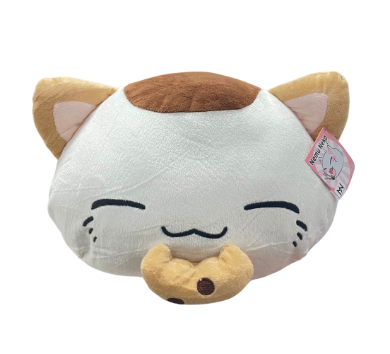 Nemu-Neko-weiss-mit-braunen-Punkt-mit-Keks-35cm-Pluesch-1