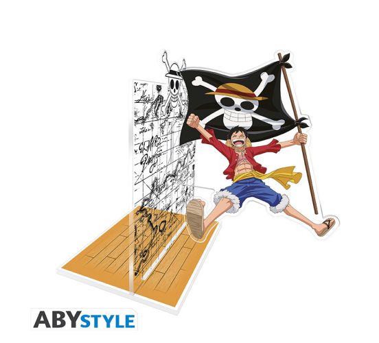 One-Piece-Luffy-mit-seiner-Flagge-15cm-Acrylbuchstuetze-1 One-Piece-Luffy-mit-seiner-Flagge-15cm-Acrylbuchstuetze-1