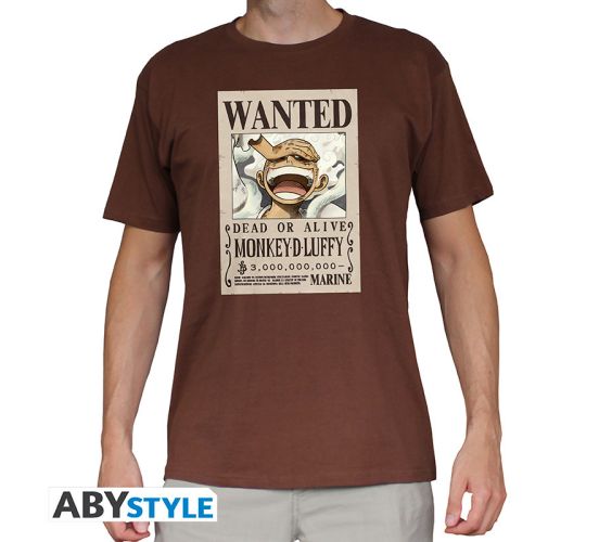 One-Piece-Wanted-Luffy-Gear-5-braun-T-Shirt-1