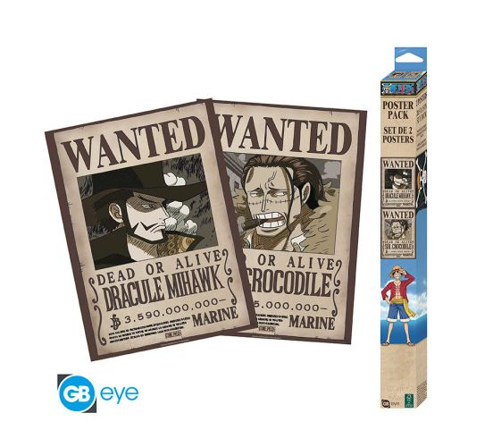One-Piece-Wanted-Mihawk-Crocodile-52x38-Chibi-Poster-Set-1