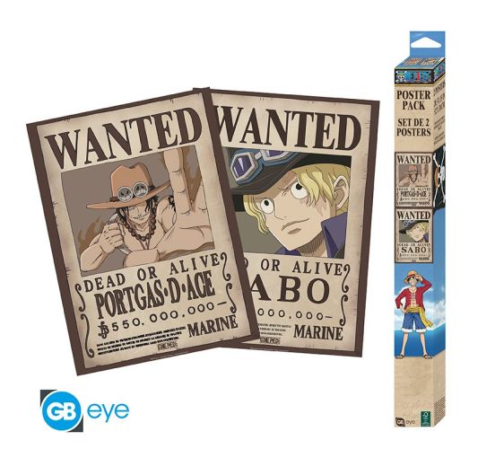 One-Piece-Wanted-Sabo-Ace-Set-2-52x38cm-Chibi-Poster-1