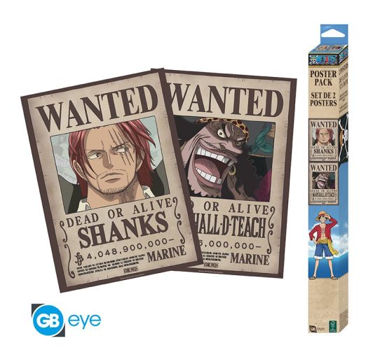 One-Piece-Wanted-Shanks-Blackbeard-Set-2-52x38cm-Chibi-Poste
