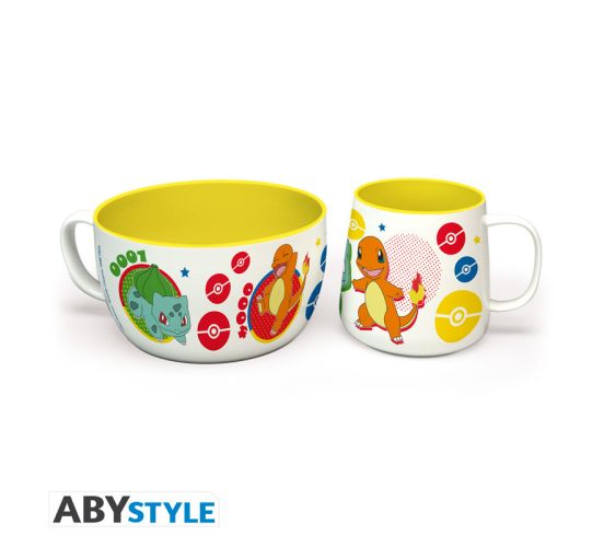 Pokemon-Pikachu-Kanto-Starter-Fruehstueck-Set-Tasse-Schuesse