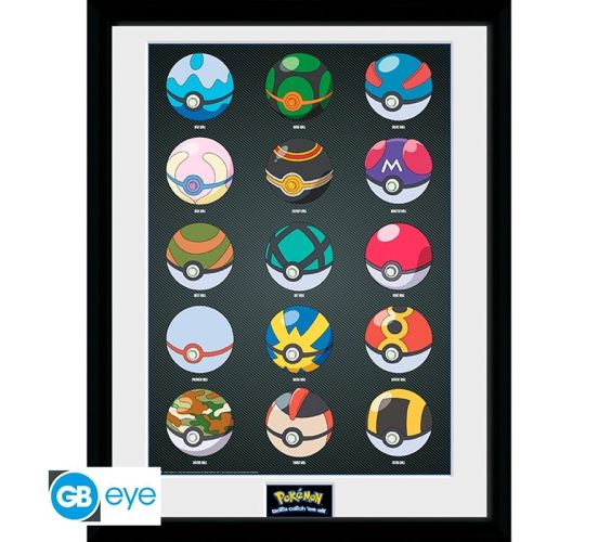 Pokemon-Pokebaelle-30x40-Rahmenbild-1