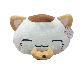 Nemu-Neko-weiss-mit-braunen-Punkt-mit-Keks-35cm-Pluesch-1