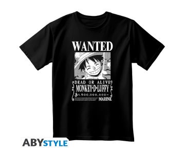 One-Piece-Luffy-Wanted-schwarz-T-Shirt-1